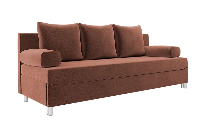 Skatteg 3-sits Längsbäddad Bäddsoffa 133x192 cm med Förvaring i Tyg - Terrakotta - Möbler - Vardagsrum - Bäddsoffor