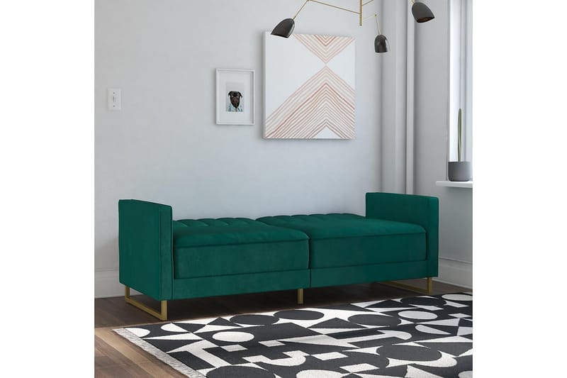 SKYLAR 2-sits Bäddsoffa Ställbar Sammet/Grön /Mässing - Novogratz - Möbler - Vardagsrum - Bäddsoffor - 2-sits bäddsoffa