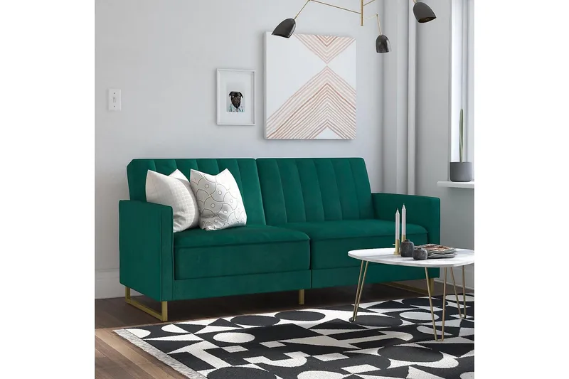 Skylar 2-sits Bäddsoffa Ställbar Sammet/Grön /Mässing - Novogratz - Möbler - Vardagsrum - Bäddsoffor - 2-sits bäddsoffa