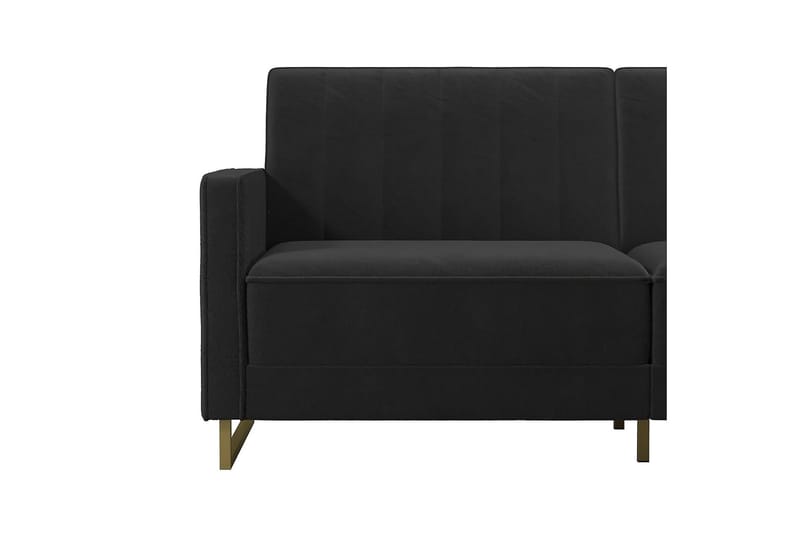 SKYLAR 2-sits Bäddsoffa Ställbar Sammet/Svart/Mässing - Novogratz - 2-sits bäddsoffa - Bäddsoffor