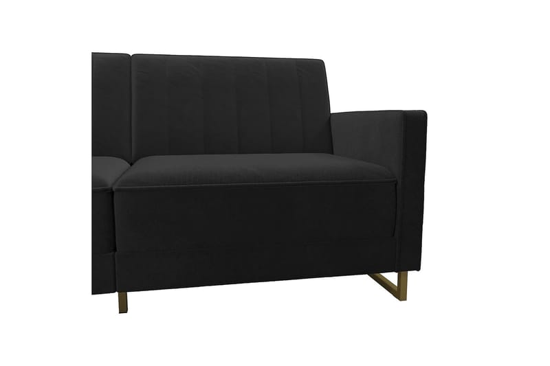 SKYLAR 2-sits Bäddsoffa Ställbar Sammet/Svart/Mässing - Novogratz - 2-sits bäddsoffa - Bäddsoffor