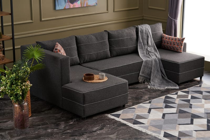 Snowdon Bäddsoffa m. Divan 4-sits 200x150 Antracit - Möbler - Vardagsrum - Bäddsoffor