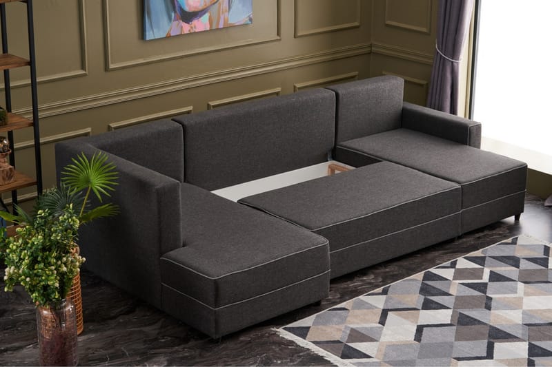 Snowdon Bäddsoffa m. Divan 4-sits 200x150 Antracit - Möbler - Vardagsrum - Bäddsoffor