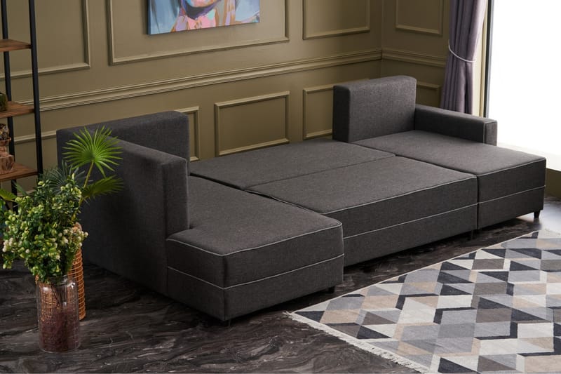 Snowdon Bäddsoffa m. Divan 4-sits 200x150 Antracit - Möbler - Vardagsrum - Bäddsoffor
