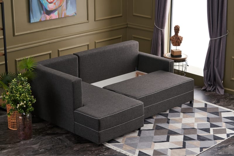 Snowdon Bäddsoffa m. Divan 4-sits 200x150 Antracit - Bäddsoffor - Bäddsoffa divan