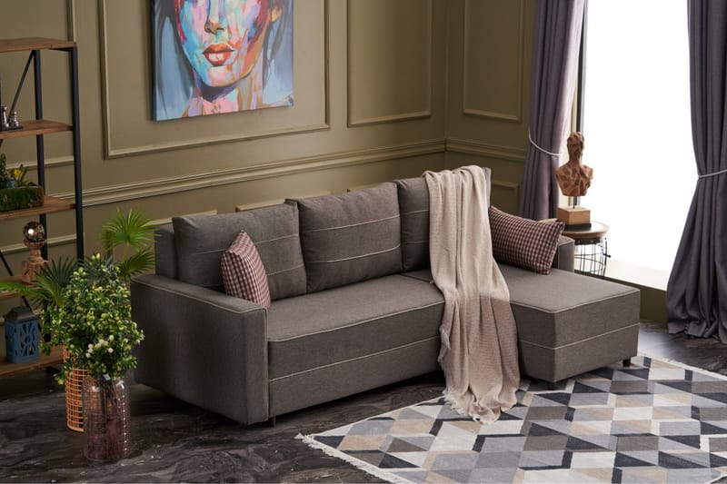 Snowdon Bäddsoffa m. Divan 4-sits 200x150 Brun - Möbler - Vardagsrum - Bäddsoffor