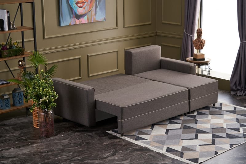 Snowdon Bäddsoffa m. Divan 4-sits 200x150 Brun - Möbler - Vardagsrum - Bäddsoffor