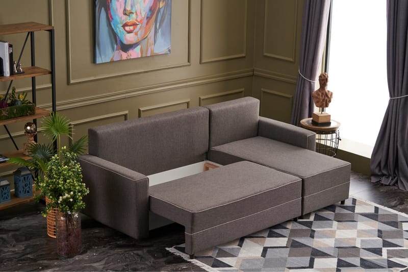 Snowdon Bäddsoffa m. Divan 4-sits 200x150 Brun - Möbler - Vardagsrum - Bäddsoffor