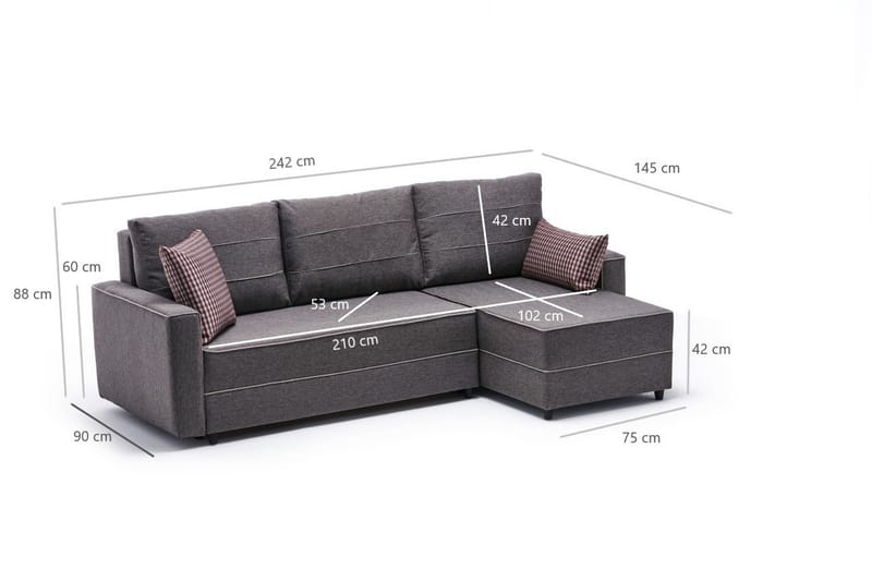Snowdon Bäddsoffa m. Divan 4-sits 200x150 Brun - Möbler - Vardagsrum - Bäddsoffor
