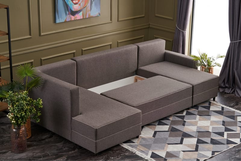 Snowdon Bäddsoffa m. Divan 4-sits 200x150 Brun - Möbler - Vardagsrum - Bäddsoffor