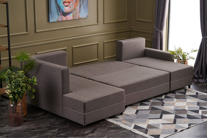 Snowdon Bäddsoffa m. Divan 4-sits 200x150 Brun - Möbler - Vardagsrum - Bäddsoffor
