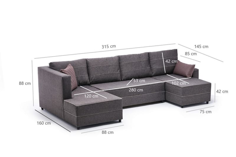 Snowdon Bäddsoffa m. Divan 4-sits 200x150 Brun - Möbler - Vardagsrum - Bäddsoffor