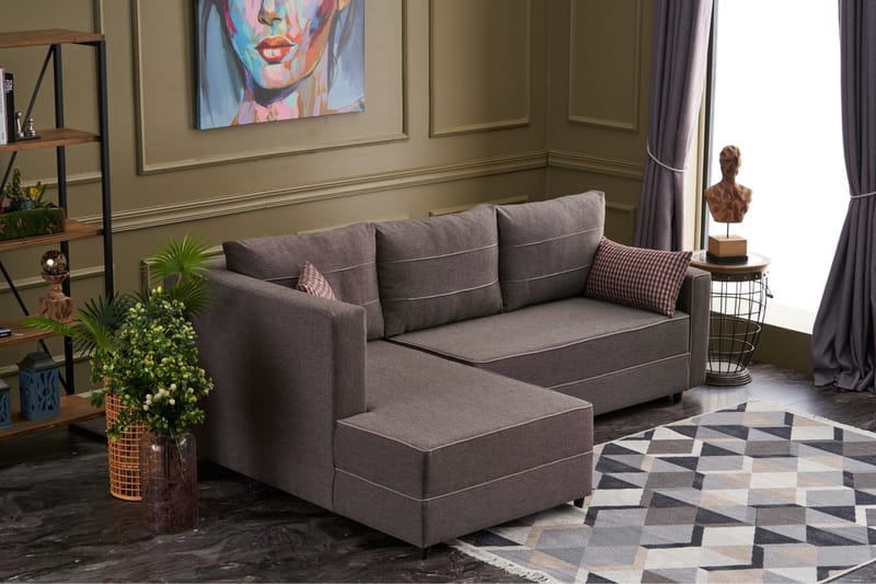 Snowdon Bäddsoffa m. Divan 4-sits 200x150 Brun - Bäddsoffor - Bäddsoffa divan