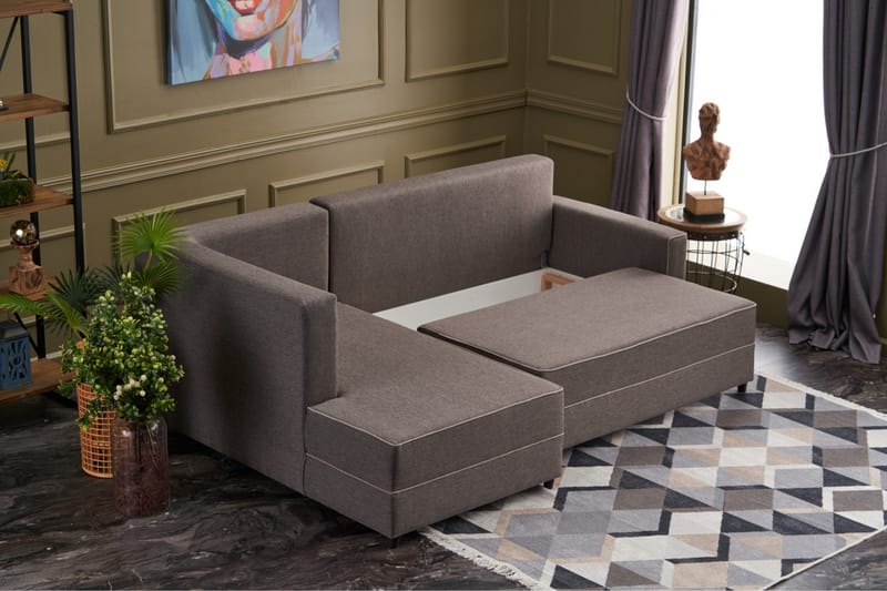 Snowdon Bäddsoffa m. Divan 4-sits 200x150 Brun - Bäddsoffor - Bäddsoffa divan