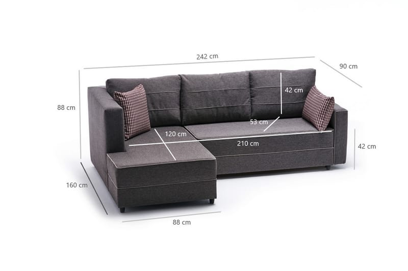 Snowdon Bäddsoffa m. Divan 4-sits 200x150 Brun - Bäddsoffor - Bäddsoffa divan