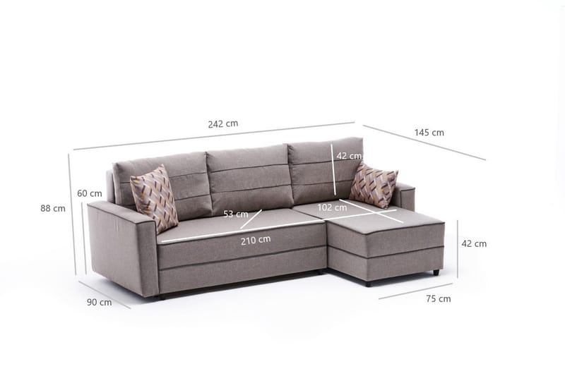 Snowdon Bäddsoffa m. Divan 4-sits 200x150 Cream - Möbler - Vardagsrum - Bäddsoffor