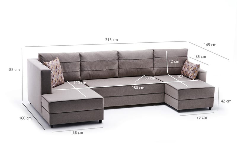 Snowdon Bäddsoffa m. Divan 4-sits 200x150 Cream - Möbler - Vardagsrum - Bäddsoffor