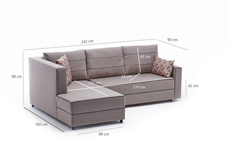 Snowdon Bäddsoffa m. Divan 4-sits 200x150 Cream - Bäddsoffor - Bäddsoffa divan