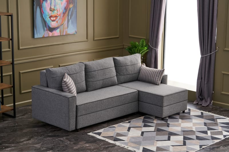 Snowdon Bäddsoffa m. Divan 4-sits 200x150 Grå - Möbler - Vardagsrum - Bäddsoffor