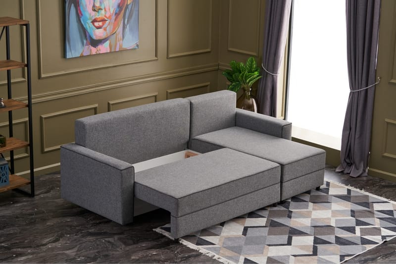 Snowdon Bäddsoffa m. Divan 4-sits 200x150 Grå - Möbler - Vardagsrum - Bäddsoffor