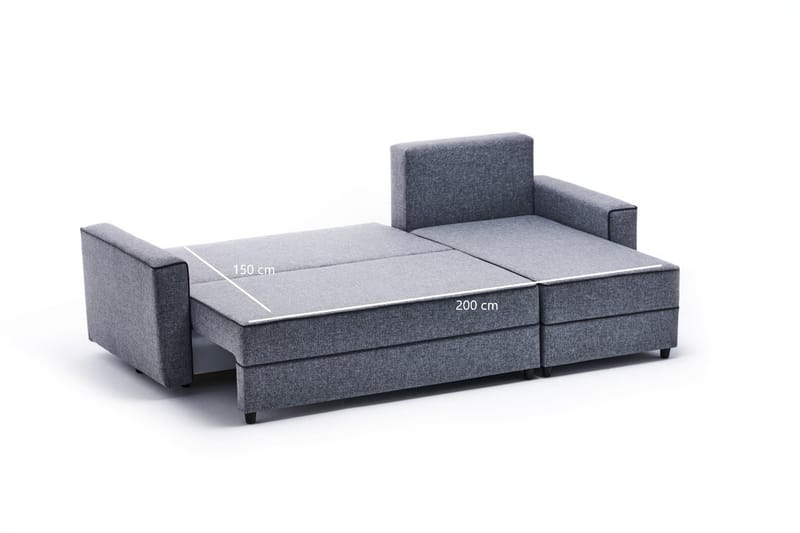 Snowdon Bäddsoffa m. Divan 4-sits 200x150 Grå - Möbler - Vardagsrum - Bäddsoffor
