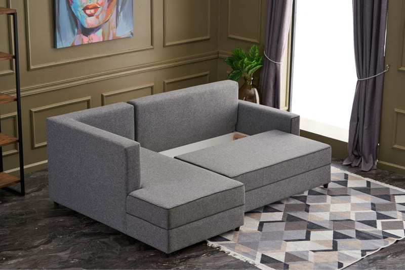 Snowdon Bäddsoffa m. Divan 4-sits 200x150 Grå - Bäddsoffor - Bäddsoffa divan