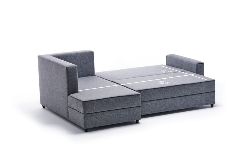 Snowdon Bäddsoffa m. Divan 4-sits 200x150 Grå - Bäddsoffor - Bäddsoffa divan