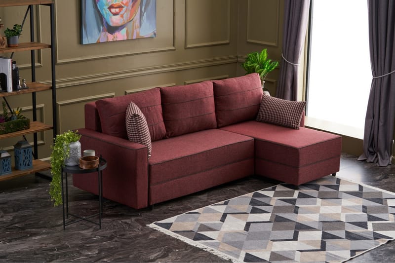 Snowdon Bäddsoffa m. Divan 4-sits 200x150 Röd - Möbler - Vardagsrum - Bäddsoffor