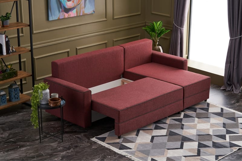 Snowdon Bäddsoffa m. Divan 4-sits 200x150 Röd - Möbler - Vardagsrum - Bäddsoffor
