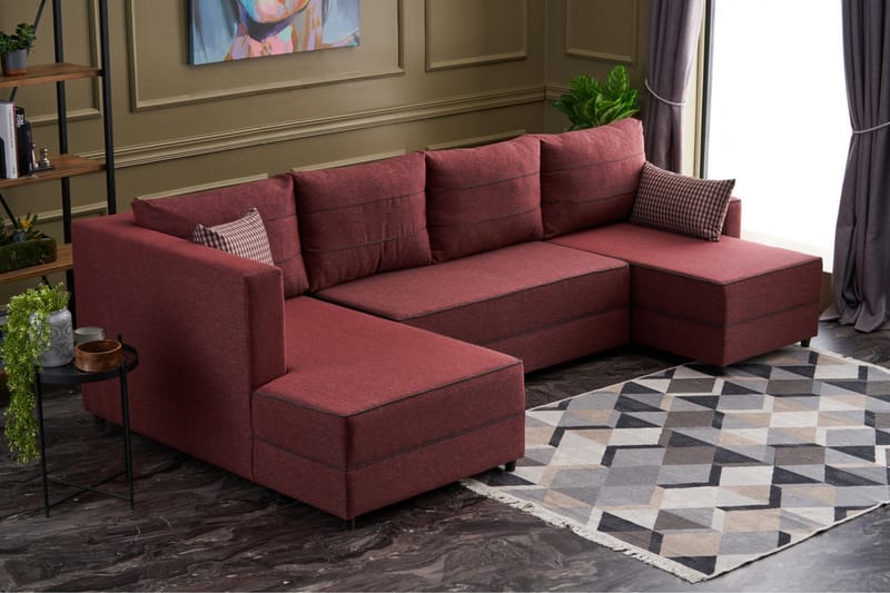 Snowdon Bäddsoffa m. Divan 4-sits 200x150 Röd - Möbler - Vardagsrum - Bäddsoffor