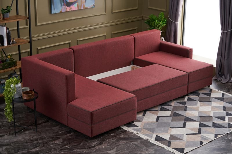 Snowdon Bäddsoffa m. Divan 4-sits 200x150 Röd - Möbler - Vardagsrum - Bäddsoffor