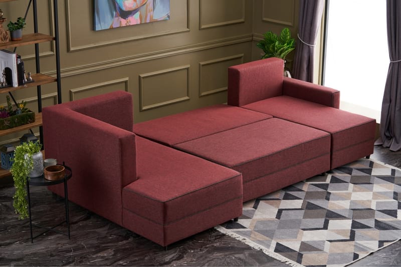 Snowdon Bäddsoffa m. Divan 4-sits 200x150 Röd - Möbler - Vardagsrum - Bäddsoffor