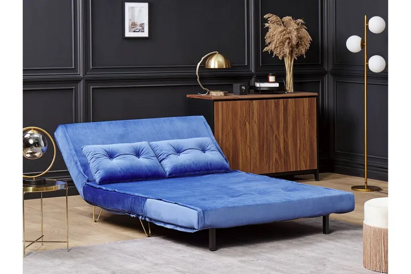 Soffa 2-sits sammet marinblå VESTFOLD - Blå - Möbler - Vardagsrum - Bäddsoffor
