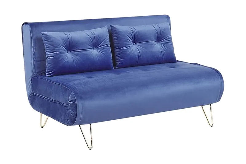 Soffa 2-sits sammet marinblå VESTFOLD - Blå - Möbler - Vardagsrum - Bäddsoffor
