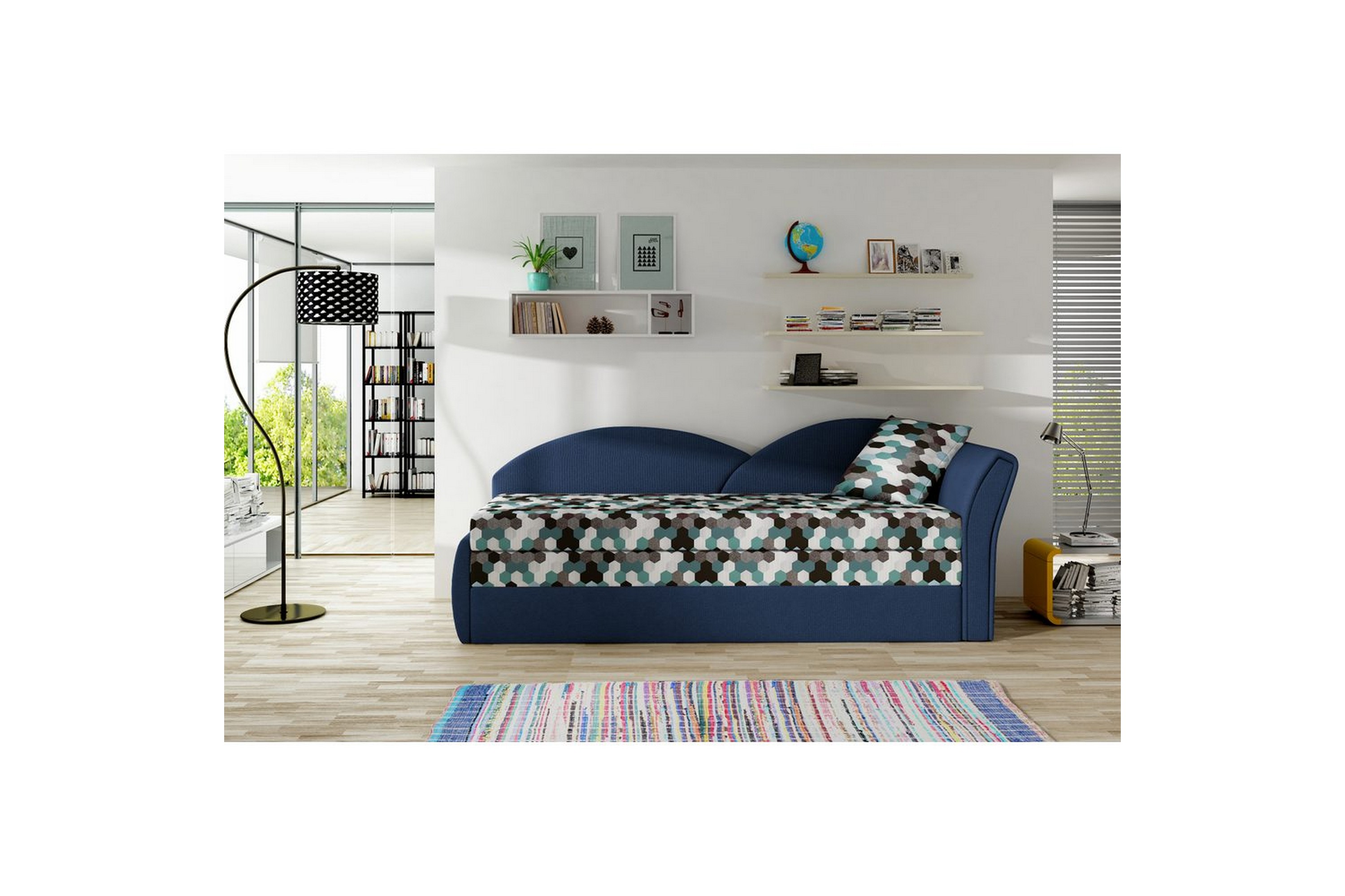 soffa eltap aga 218x80x77 cm - ac 01, alova 79, mönster, blå, höger