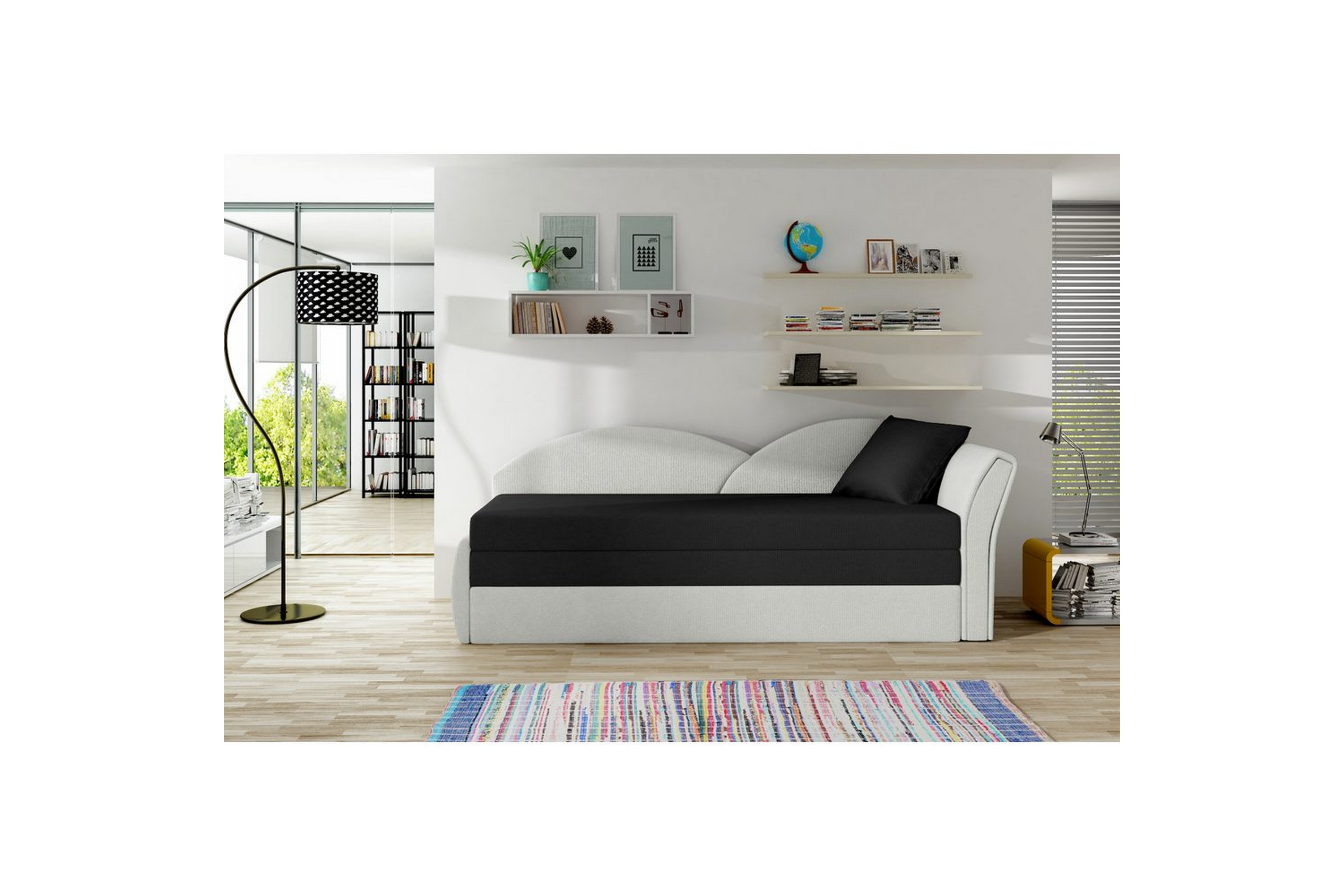 soffa eltap aga 218x80x77 cm - alova 04, alova pdp, svart, vit, höger