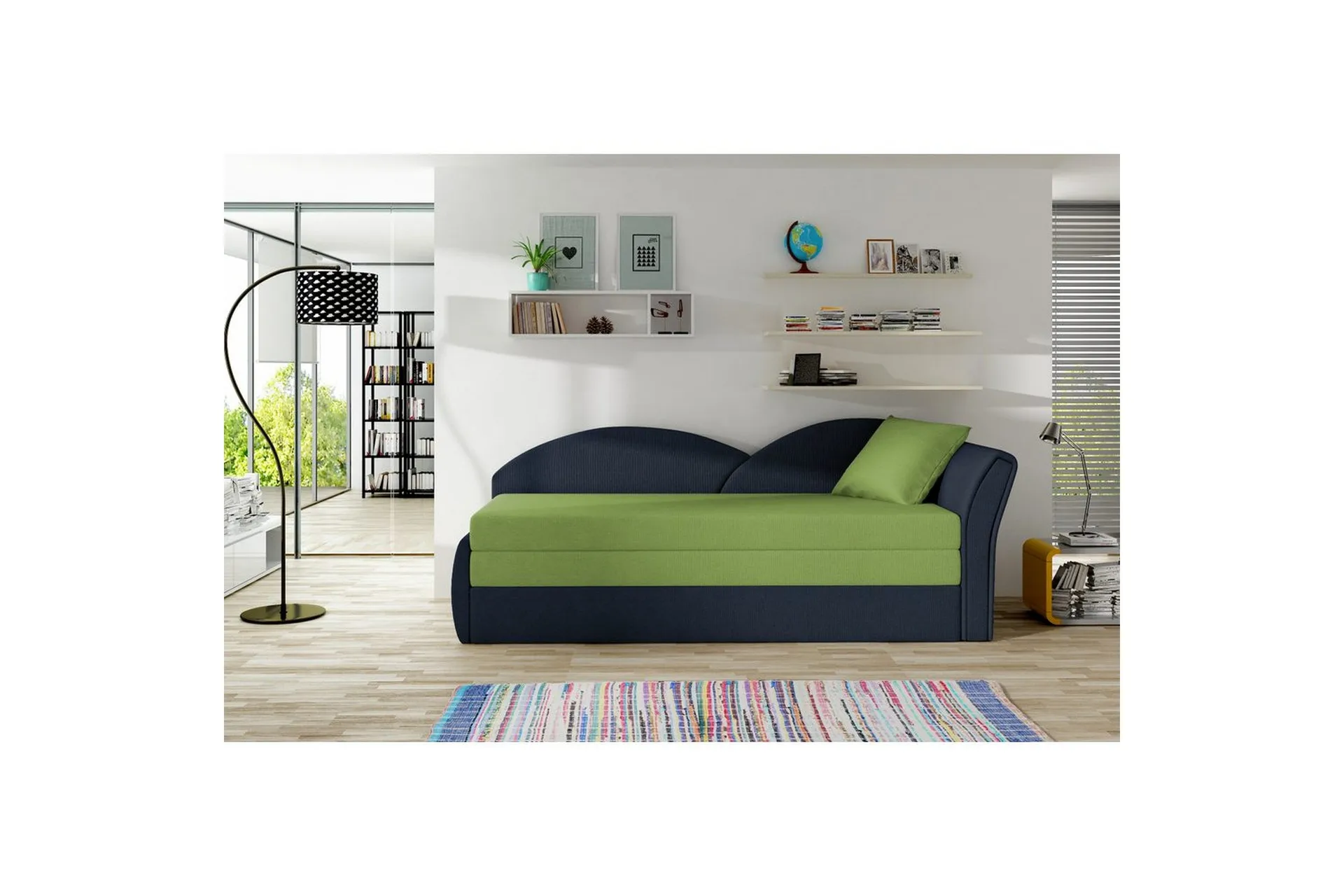 Soffa Eltap Aga 218x80x77 cm - Alova 42, Alova 79 Gr&ouml;n, Bl&aring;, H&ouml;ger