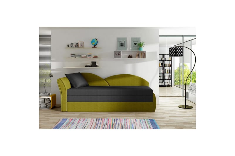 Soffa Eltap Aga 218x80x77 cm - Malmo 96, Malmo 41, Svart, Gul, Vänster - Möbler - Vardagsrum - Bäddsoffor