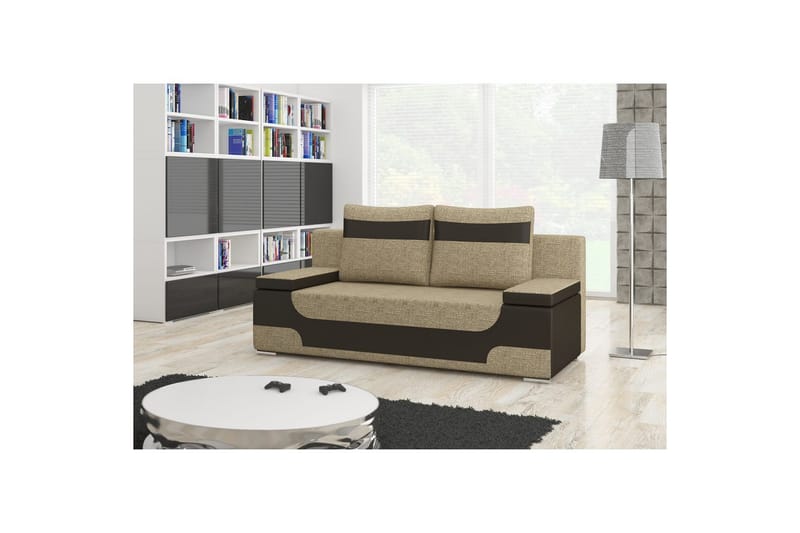 Soffa Eltap Area 200x90x92 cm - Berlin 03, Mjuk 66, Beige, Mörkbrun - Möbler - Vardagsrum - Bäddsoffor