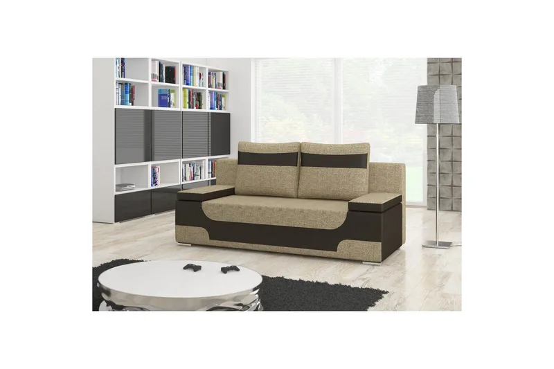 Soffa Eltap Area 200x90x92 cm - Berlin 03, Mjuk 66, Beige, Mörkbrun - Möbler - Vardagsrum - Bäddsoffor