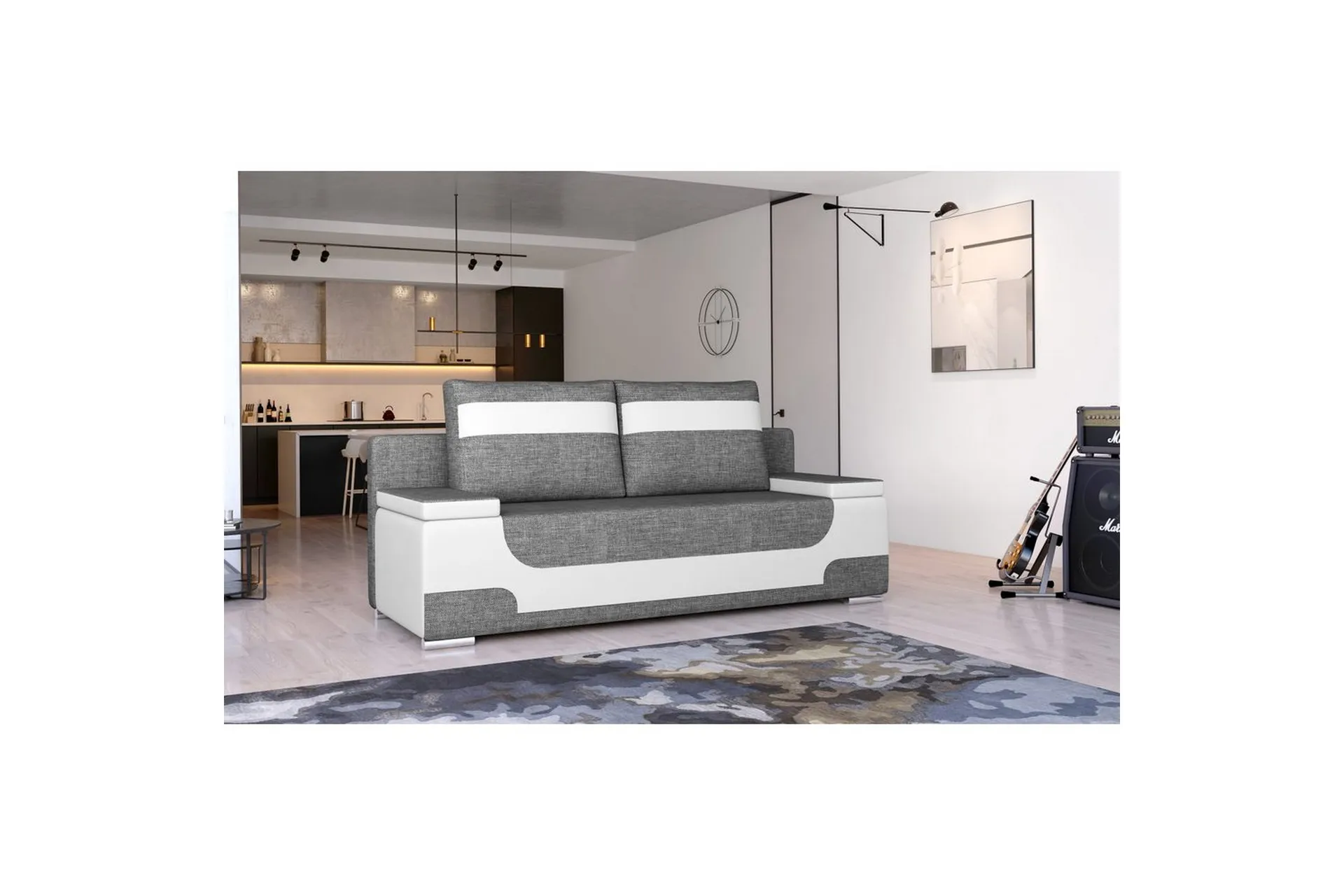 soffa eltap area 200x90x92 cm - sawana 05, soft 17, grå, vit