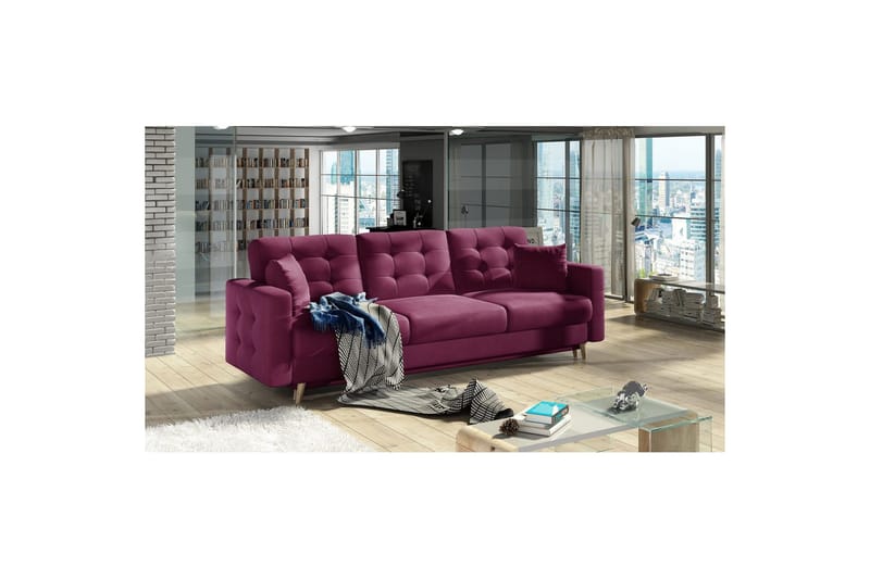 Soffa Eltap Asgard 233x93x92 cm - Mat Velvet 68, Röd - Möbler - Vardagsrum - Bäddsoffor