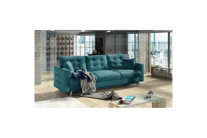 Soffa Eltap Asgard 233x93x92 cm - Mat Velvet 75, Grön - Möbler - Vardagsrum - Bäddsoffor
