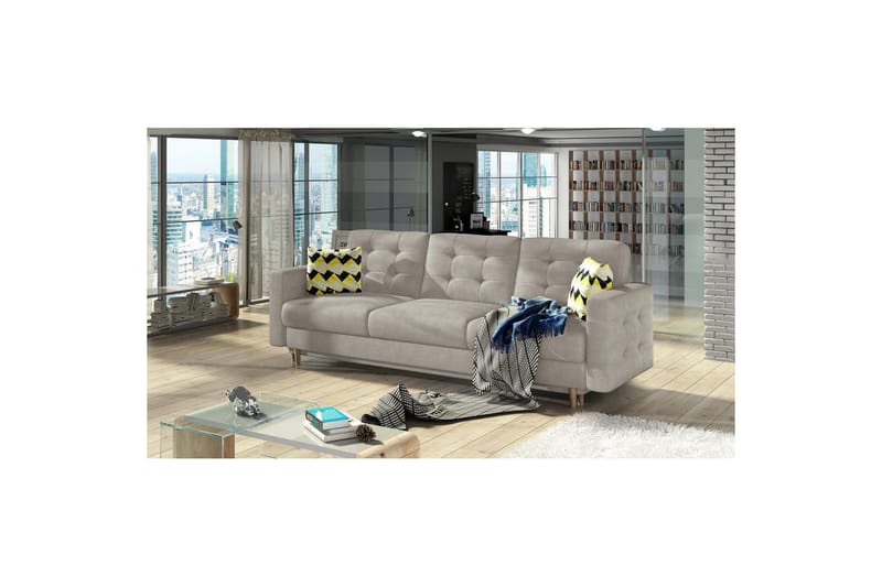 Soffa Eltap Asgard 233x93x92 cm - Paros 02, Zigzag 53, Beige, Mönster - Möbler - Vardagsrum - Bäddsoffor
