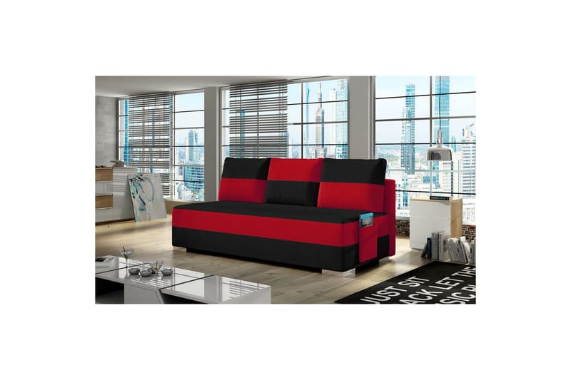 Soffa Eltap Atila 200x83x92 cm - Alova 04, Alova 46, Svart, Röd - Möbler - Vardagsrum - Bäddsoffor