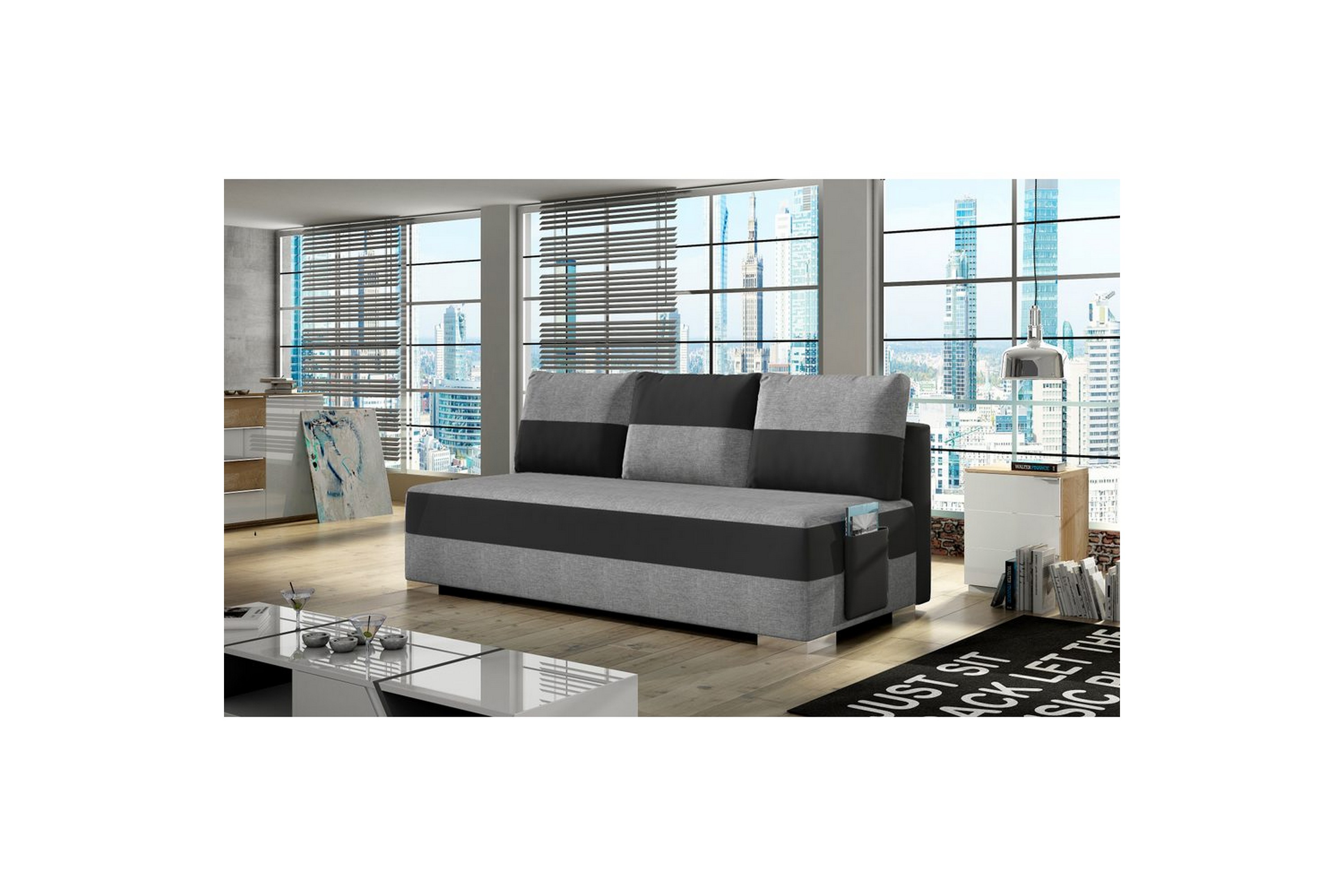 soffa eltap atila 200x83x92 cm - sawana 21, soft 11, grå, svart