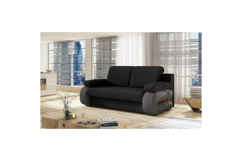 Soffa Eltap Laura 202x79x84 cm - Sawana 14, Soft 29, Svart, Grå - Möbler - Vardagsrum - Bäddsoffor
