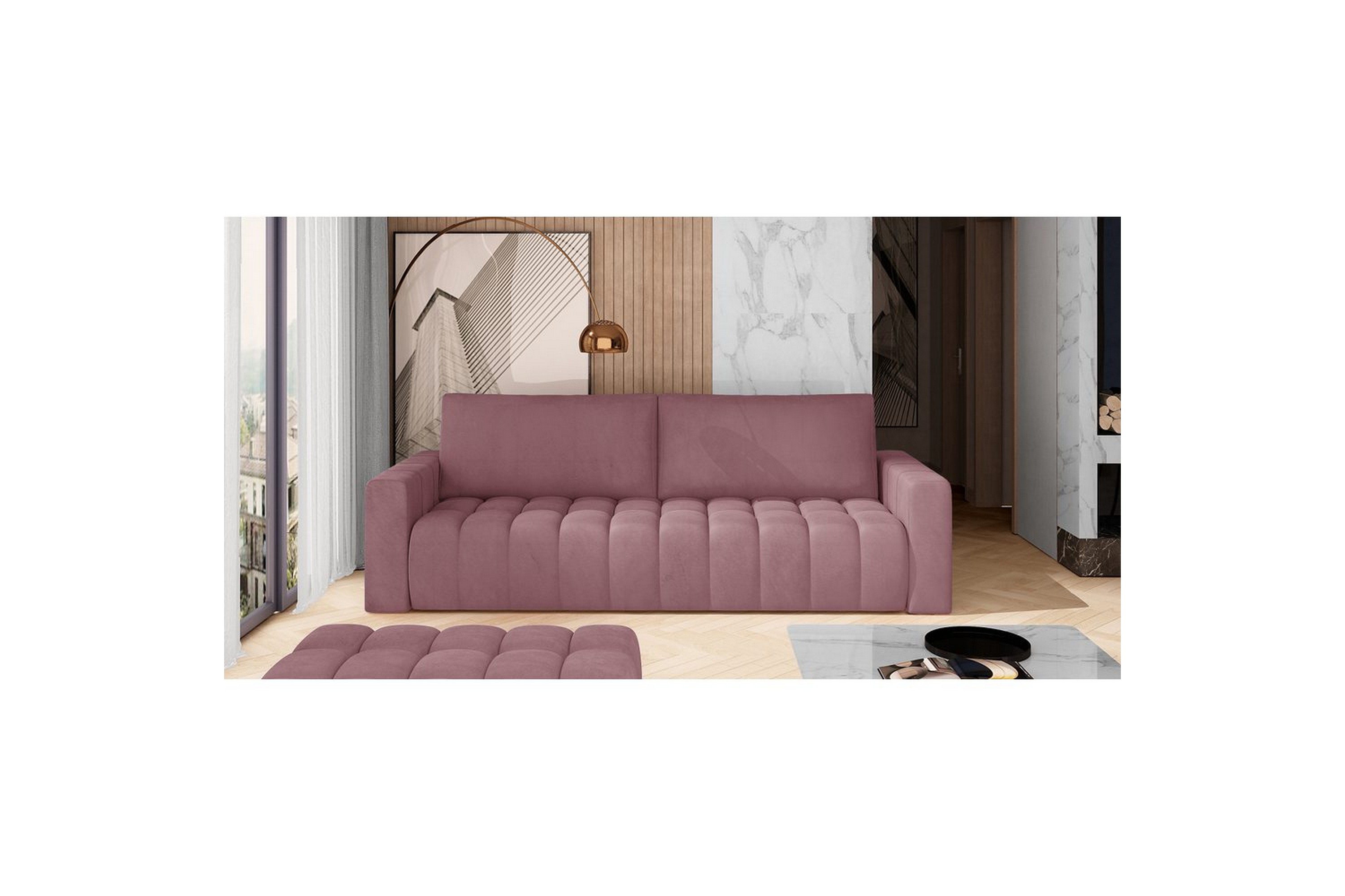 soffa eltap lazaro 247x97x92 cm - mat velvet 63, rosa