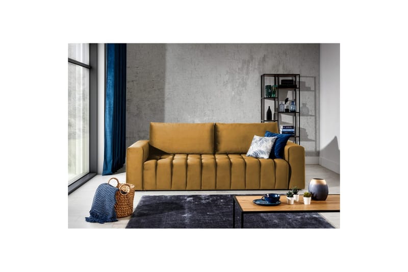 Soffa Eltap Lazaro 247x97x92 cm - Monolit 48, Gul - Möbler - Vardagsrum - Bäddsoffor