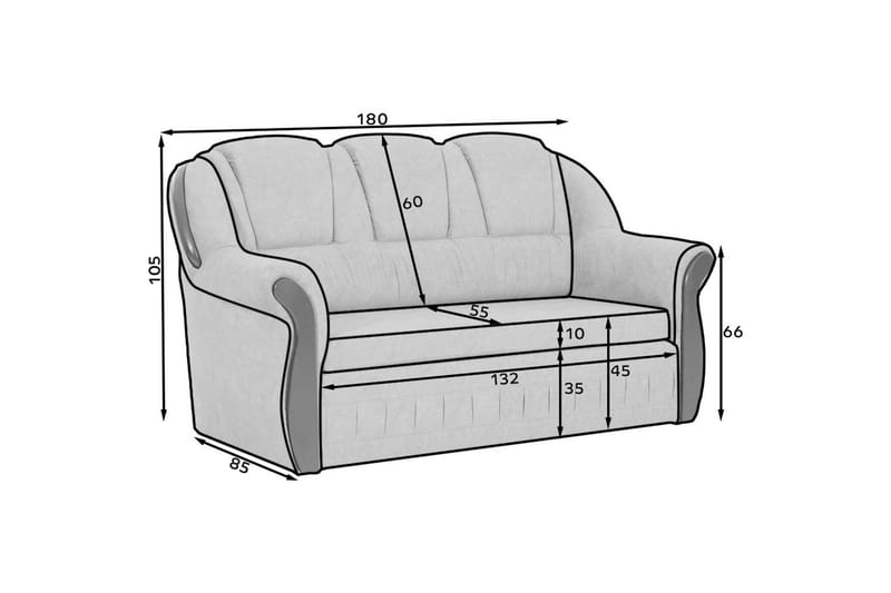 Soffa Eltap Lord 180x85x105 cm - Dora 22, Brun - Möbler - Vardagsrum - Bäddsoffor
